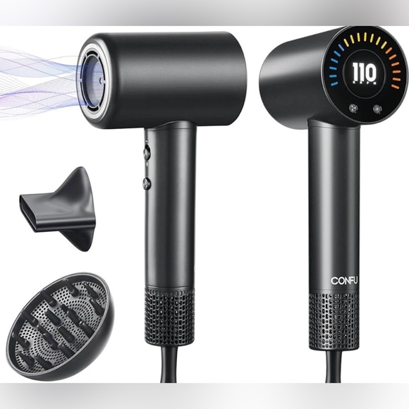 CONFU Gray Professional Lightweight LCD Display Hair Dryer & Magnetic Diffuser - Picture 1 of 9